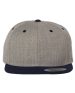 YP Classics - Premium Flat Bill Snapback Cap - 6089M - Heather Grey / Navy