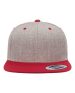 YP Classics - Premium Flat Bill Snapback Cap - 6089M - Heather Grey / Red